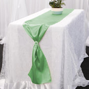 Satin Table Runners - Green With Diamante Buckle