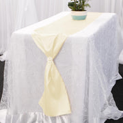Satin Table Runners - Ivory With Diamante Buckle