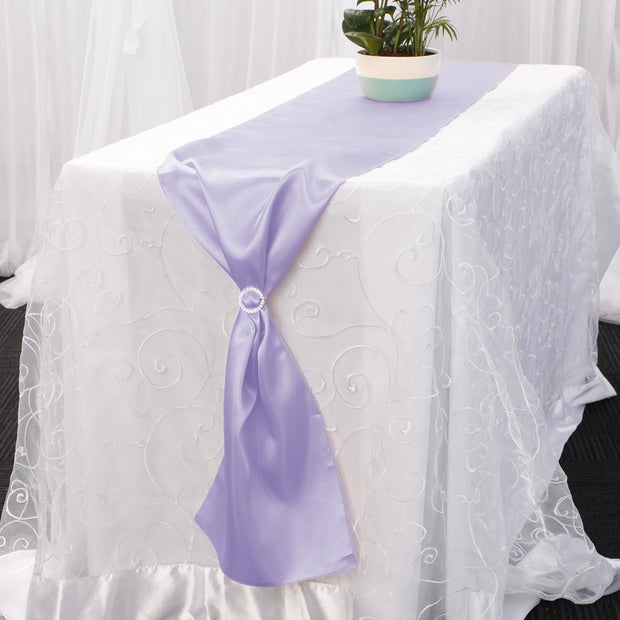 Satin Table Runners - Lavender With Diamante Buckle