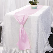 Satin Table Runners - Light Pink With Diamante Buckle