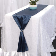 Satin Table Runners - Navy Blue With Diamante Buckle