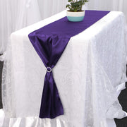 Satin Table Runners - Purple With Diamante Buckle