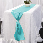 Satin Table Runners - Turquoise Diamante Buckle