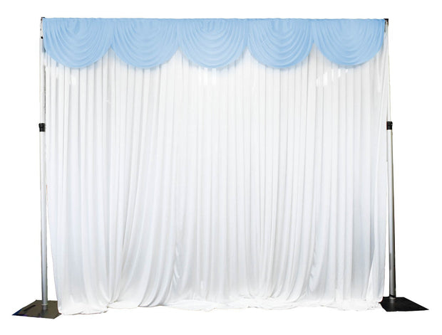 Ice Silk Satin 3m Swag  - Light Blue Fitted To Ice Silk Satin Backdrop