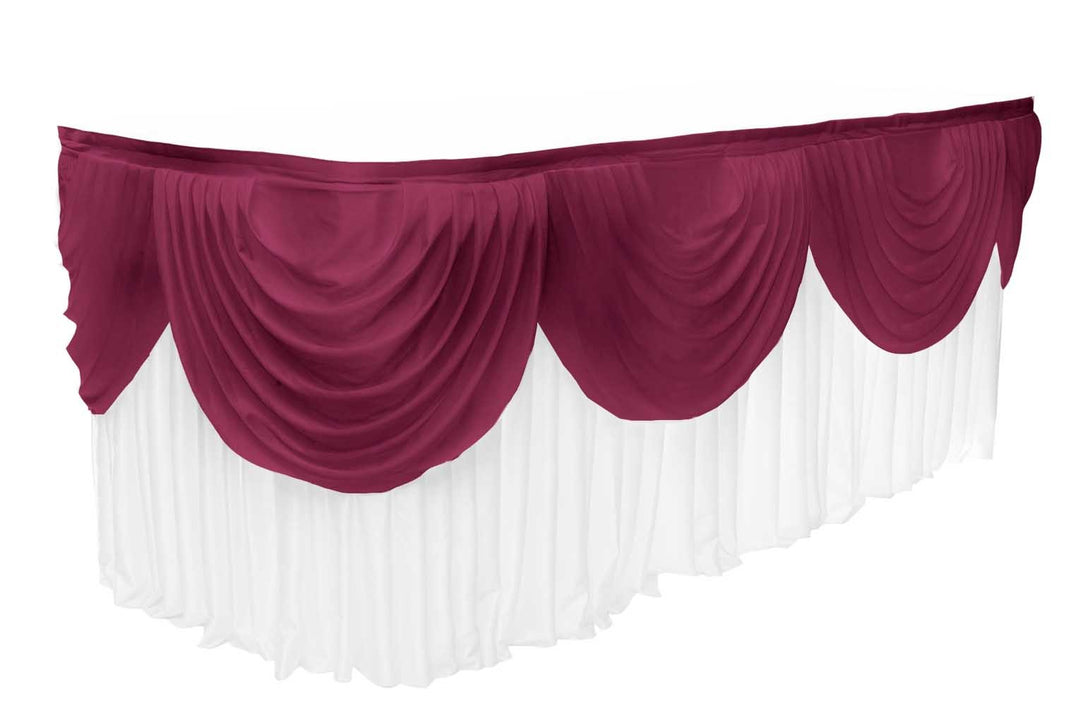 Ice Silk Satin 3m Swag  - Burgundy Fitted To Ice Silk Satin Skirt