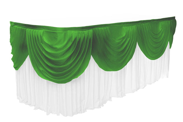 Ice Silk Satin 3m Swag  - Emerald Green (Jade) Fitted To Ice Silk Satin Skirt