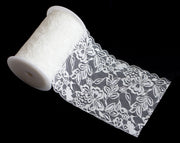 CLEARANCE Floral White Lace Fabric Roll - 22m Length