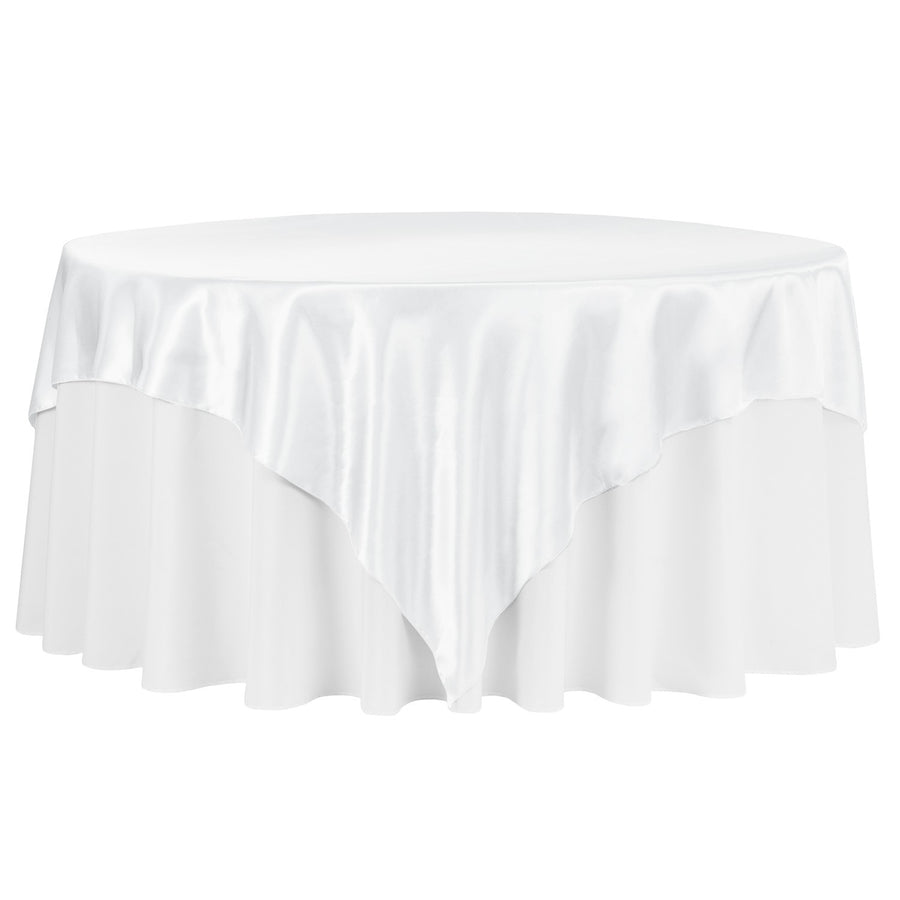 White Square Satin Tablecloth Overlay (230cm x 230cm)